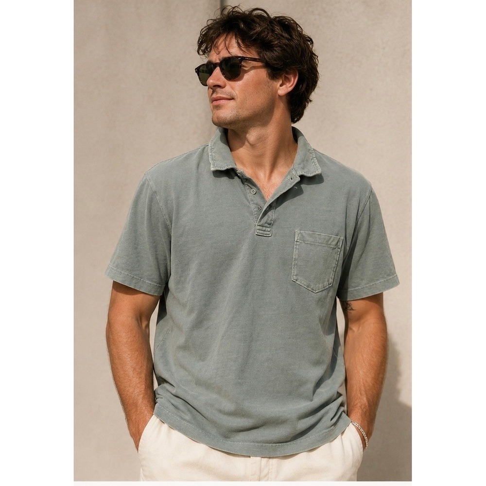 Eddie Bauer Island Wash Polo Shirt Mens XL Tall Sage Green Cotton Short Sleeve